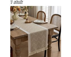 1 stuk - Tafelloper - Tafelkleed - Scandinavische minimalistische stijl - Waterdicht - Geknoopte opengewerkte franjes - Geschikt voor decoratie van woonkamer, eettafel en salontafel - 35 x 180 cm - Koffiebruin
