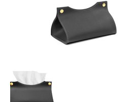 1 stuk- tissue box-tissuebox zwart- tissuebox houder-houder tissues-Tissue houders-Leer-Vochtige doekjes dispenser -Waterdicht - Geschikt voor Thuis, Hotel, Auto, Badkamer Decoratie
