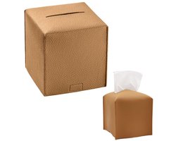 1 stuk - Tissueboxhouder - tissuebox van PU-leer - vierkante tissuebox - tissue-organizer - Water- en stofbestendig - Gemakkelijk schoon te maken - Stijlvol en veelzijdig - Bruin - 13*13*13cm - voor in de badkamer, kaptafel, nachtkastje en bureau