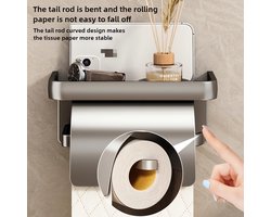 1 Stuk Toiletpapierhouder voor badkamer, van dik duurzaam materiaal, roestbestendig. Met opbergplateau bovenaan, boorloze wandmontage, eenvoudig te installeren en hoog draagvermogen.