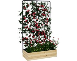 1 stuk - Tuinbed - Lift-type met planken - Interieur wol - Natuurlijk hout - Staal - 80x38x145 cm - Zwart