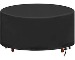 1 Stuk-Tuinmeubelhoes- tuinmeubelhoes rond- meubelhoes-meubelhoes voor buiten-tuinmeubel hoes waterdicht-zwart-buitentafel beschermhoes- voor terrasmeubels, tuinmeubelen-210D Oxford-Weerbestendig-Ronde-128x71cm