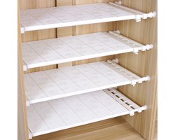 1 stuk Verstelbaar opbergrek Uitschuifbare separatorplank, plankkastorganizer, voor kledingkast, kast, boekenkast Compartiment verzamelen-53cm tot 90cmwit