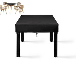 1 stuk - Vierkante buitentafelhoes - Waterdichte buitenbureauhoes - UV-beschermende tuinmeubelhoes - 420D verdikte Oxford-stof tafel- en stoelhoes - Vierkante tafelhoes met gespen - Geschikt voor buitentafels, eettafels en picknicktafels (zwart)