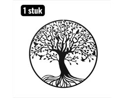 1 stuk - Wandborden - Metaal Wanddecoratie Levensboom - Minimalistisch IJzeren Silhouet Muur Kunst voor Woonkamer en Slaapkamer - Moderne Wandversiering - Zwart