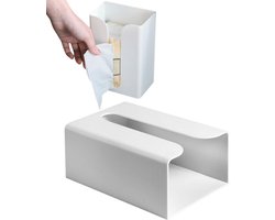 1 stuk Wandgemonteerde tissue dispenser - Zelfklevend, zonder spijkers, eenvoudig op te bergen - Waterdichte toiletpapierhouder - Keuken servettenhouder - 19,3*13,5*8,3 cm - Geschikt voor thuis, badkamer en keuken - Wit