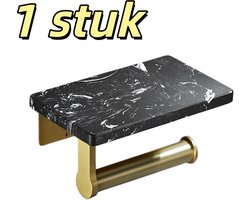 1 stuk - Wandgemonteerde toiletpapierhouder - Toiletpapierhouder voor op het aanrecht - Marmer - Geschikt voor badkamers en toiletten - 17*10*8,5 cm - Zwart en goud