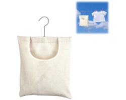 1 stuk - Wasknijpertas - Canvas wasknijper rek - Met metalen haak - Wasknijpers voor buiten - Brede opening voor het gemakkelijk drogen van kleding - Geschikt voor binnen- en buitengebruik (32 x 27 cm, beige)
