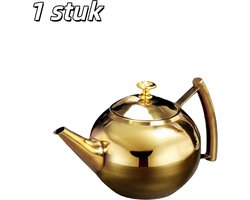 1 stuk - Waterkoker - Theepot - Roestvrij staal - met filter - grote inhoud - waterkoker - theepot - 2L - Goud