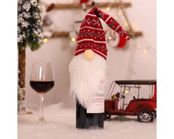 1 Stuk - Wijnfleshoes - Flesdecoratie - Kerstman - Kersttafel Decoratie - Kerstmuts - Versiering - Kerst Feest Wijnfles - Leuke Kerstdecoratie