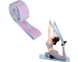 1 Stuk Yoga-stretchband – Stretchband met 11 lussen, Yoga-accessoires, Fitnessbanden, Weerstandsbanden, Gymnastiekband, Elastiek voor Pilates, Dans, Gymnastiek en Effectief rekken - Cyaanpaars - 11 vierkantjes