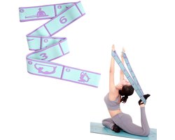 1 Stuk Yoga-stretchband – Stretchband met 8 lussen, Yoga-accessoires, Fitnessbanden, Weerstandsbanden, Gymnastiekband, Elastiek voor Pilates, Dans, Gymnastiek en Effectief rekken - Blauwpaars - 8 vierkantjes