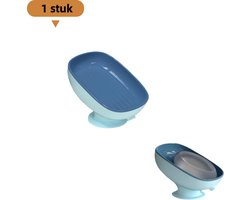 1 stuk - Zeepbakje met zuignap - Dubbellaags afvoer - Huishoudelijke wandmontage met afvoer, geen waterophoping - Geschikt voor badkamers en douches - Hemelsblauw