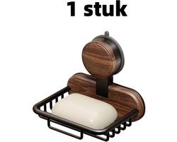 1 stuk - Zeepbakje - Zeepdispenser met zuignap - Wandmontage voor de badkamer - Geen boren nodig - Plank - Badkameropbergdoos - 13,5 cm * 9,5 cm * 5 cm - Bruin