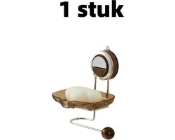 1 stuk - Zeephouder met zuignap - Geen boren nodig - Wandgemonteerde zeepdispenser - Opbergrek voor handzeep en wasmiddel - 17,5 cm * 16 cm * 12,6 cm - Bruin
