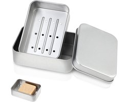 1 stuk - Zeephouder - Zeepbakje - Metalen zeepdoos - Geschikt voor thuis, badkamer, sportschool, kamperen en reizen - Zilver