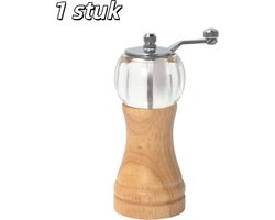 1 stuk - Zout- en peperstrooier - Peper- en zoutmolenset - Hout - Handaangedreven molen - Met transparant venster - Verstelbare keramische molen - 13 cm - Geel