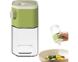 1 stuk,Peper en zout strooier, zoutvaatje, perstype, dubbel doel voor doseren en meten, kruidenpot, vochtbestendig, vierkant ontwerp met dubbele mond, geschikt voor het bewaren van suiker, zout, peper en specerijen, groen, 6*6*12,4cm, 200ml