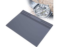 1 STUKS Horloge reparatie mat, antislip rubberen mat, 35 cm x 25 cm, horloge reparatie tafelmat,Thermische isolatiemat, horlogemaker onderhoudsaccessoire, grijs