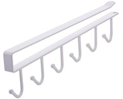 1 Stuks ophanghaken - Rek onder kast/bekerhouder - 6 haken/ boorvrije koffiemokhouder/keukengereedschappen/ organizer/ haakrek - Wit ophanghaken