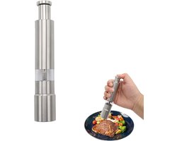 1 Stuks RVS Zout Peper Molens - Druk Knop - Modern Design (Zilver)