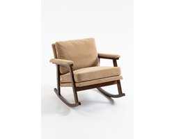 1 stuks Schommelstoel - massief houten frame - stoffen fauteuil - zacht schommelen voor ontspanning - comfortabel bij lang zitten - woonkamer fauteuil - Velvet + schuim - 83×73×80 cm - geschikt om overal thuis te rusten - Lichtbruin