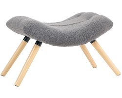1 stuks Voetenbank - Teddy fleece poef - beukenhouten lage stoel - voeten rusten - extra zitplaats - stabiele belasting - Polyester - 67×45×38cm - geschikt om voeten te ontspannen - Donkergrijs