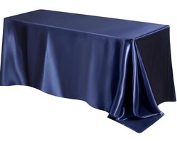 1 tafelkleed in effen kleur, satijn polyester tafelvlag, feestfeest kerstmis verjaardag hotel tafelkleed, bruiloft decoratie, 152*213CM, tibetaans blauw