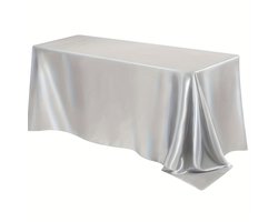 1 tafelkleed in effen kleur, satijn polyester tafelvlag, feestfeest kerstmis verjaardag hotel tafelkleed, bruiloft decoratie, 152*213CM, zilvergrijs
