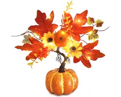 1 Thanksgiving Herfst Woondecoratie - 34×13×35cm - Kunstpompoen - Kunstmatig Schuim Pompoen - Verlicht - Geschikt voor de Herfstoogst, Halloween of Tafeldecoraties