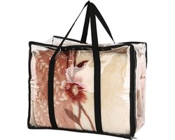1 Transparante kledingorganizer - 46x38x23cm - 40L plastic dekenorganizer - Waterdicht en stofdicht - Opvouwbare verhuisdoos met rits - Garderobekastorganizer en opbergzakken - Voor beddengoed, dekbedden, quilts