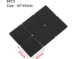 1 Vel - Zelfklevende meubelonderzetters - 6 stuks - Vierkant - Meubel onderzetters - Vloerbeschermers - Vloerbeschermer - Anti-slip stoelpoot - Anti-kras vilt - Rubber stoel beschermer - Zwart - Beschermvilt - Tafelonderzetter - Plakvilt