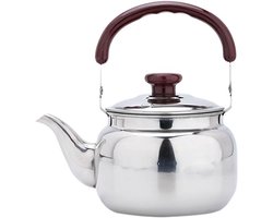 1 Waterkoker - 600 ml - 10 × 9,5 × 18 cm - Traditionele waterkoker - Roestvrijstalen waterkoker - Waterkoker voor op het fornuis met handvat - Geschikt voor thuis- en hotelgebruik - Zilver