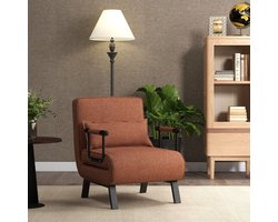 1-Zits Slaapbank – 4-in-1 Loungestoel met 6-Positie Verstelbare Rugleuning en Kussen, Verkrijgbaar in 6 Kleuren