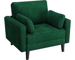 1-zitsbank Kleine bank met 2 kussens en armleuningen, moderne fluwelen bank Loungebank Comfortabele bank voor woonkamer Slaapkamer Groen