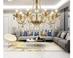10 Arm Kristallen Kroonluchter - Crystal Chandelier - Goud - Hanglamp - Woonkamerlamp - Moderne lamp - Plafonniere