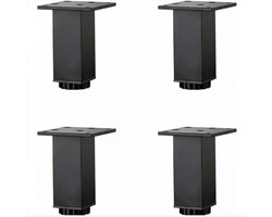(10 cm / 3,9 inch) In hoogte verstelbare meubelpoten van aluminiumlegering, geschikt voor salontafels/banken, badkamer-/wastafelkastjes, enz., matzwart, inclusief schroeven.