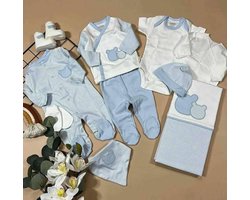 10-delig Newborn Baby Kleding jongen | Baby Cadeau - pasgeboren baby - 10 stuks | Kraam cadeau | Babyshower Cadeau Set | 0-3 Maanden - blauw - bear
