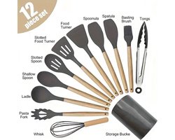 10-delig Siliconen Bakset – inclusief 5 maatbekers - Anti-aanbak - Kookgerei - BBQ accesoires - Zwart