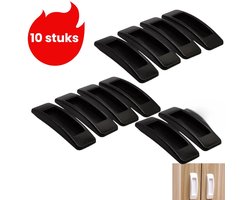 10-delige deurklinkset - Zelfklevende kastgreep zonder boren - Sterk zelfklevende handgreep voor glazen schuifdeuren naar balkons - Zwart