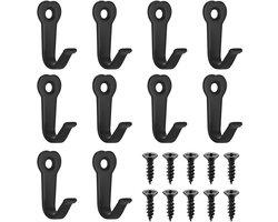 10-delige kapstokhaak zwart per stuk, kapstokhaak zwart, slaapkamer, woonkamer, badkamer, wandhaak voor kapstok, schroefhaak kleine sleutelhaak kapstokhaak voor keuken hoedenhaak