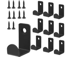 10-delige kapstokhakenset - Haken - Muurhaken - Metalen haken - Multifunctionele haken - Haken met één haak - Zwart - Roestvrij staal