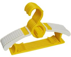10-delige kinderkledinghangerset met intrekbare kunststof banden en stapelbare berenhaken - Antislip babyhangers - Geschikt voor kinderkleding en garderobekasten - Geel