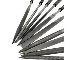 10-delige Precisievijlen Set 5x180mm | Metaal Hout Kunststof Sieraden Modelbouw | 10 Vormen Platte Halfronde Driehoekige Ronde Vierkante Ovale Vijlen
