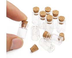 10-delige Set Miniatuur Glazen Flesjes met Kurk voor Poppenhuis Keuken