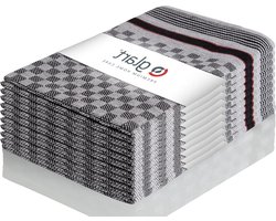 10-delige set premium geruite doeken - theedoeken keukendoeken vaatdoeken - 100% kunststof OEKO-TEX - 45 x 90 cm zwart voorgewassen