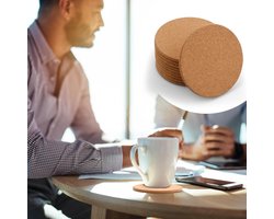 10-delige set ronde kurk onderzetters - Absorberend en herbruikbaar - Multifunctionele mat voor tafel, salontafel en bar - Bruin