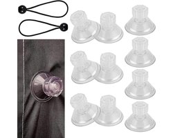 10-delige set transparante zuignappen voor ramen en zonwering - ideaal voor camping - inclusief 2 elastieken - 45 cm