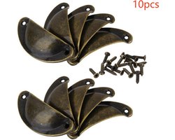 10-delige set van antieke bekerlade grepen, rode antieke shell grepen, kastgrepen, geschikt voor kaptafels, kasten, keukens, meubels (3.2 inch lang, gat afstand 2.6 inch)