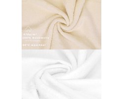 10 Delige Set Was- en Poetsdoeken van Zuiver Katoen 16x21cm in Beige en Wit